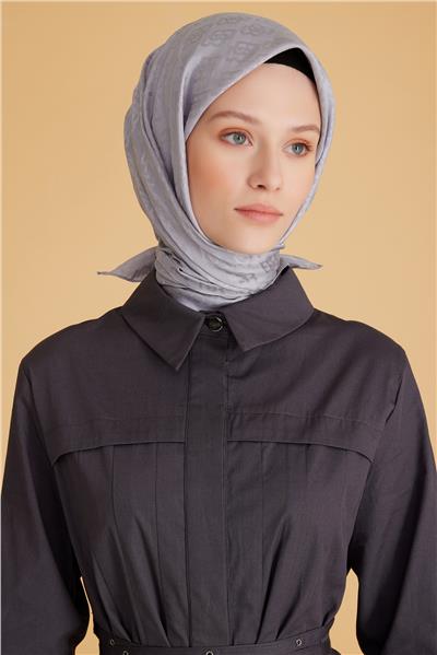 BELLİ LOGO DESEN MONOGRAM GRİ EŞARP 1