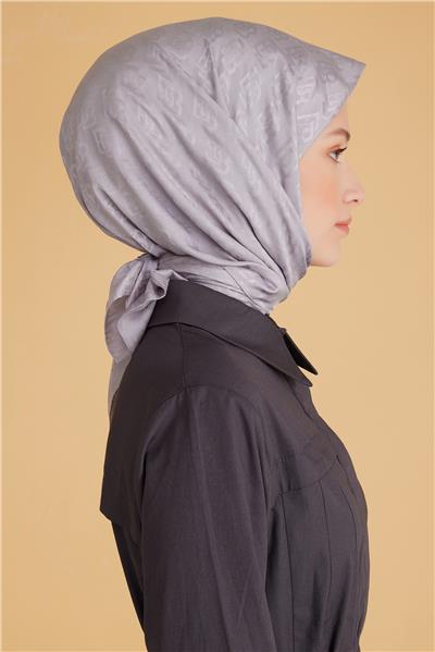 BELLİ LOGO DESEN MONOGRAM GRİ EŞARP 1