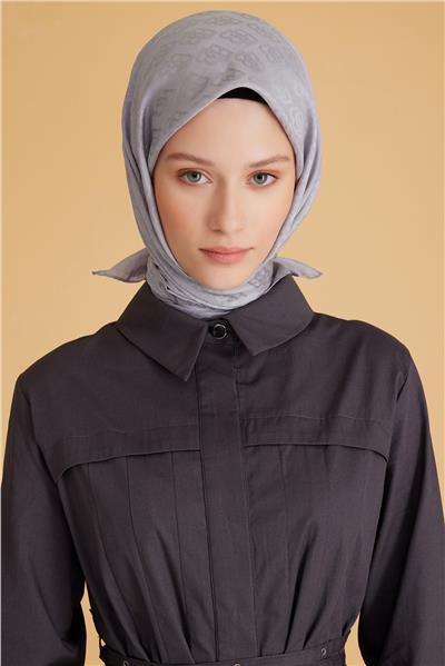 BELLİ LOGO DESEN MONOGRAM GRİ EŞARP 1