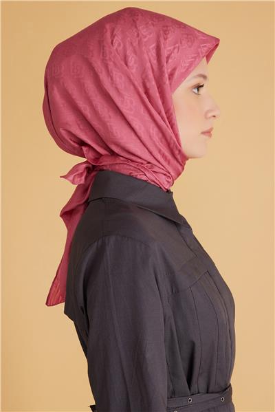 BELLİ LOGO DESEN MONOGRAM PEMBE EŞARP 1