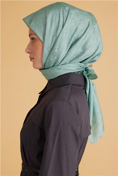 BELLİ LOGO DESEN MONOGRAM MİNT EŞARP 1