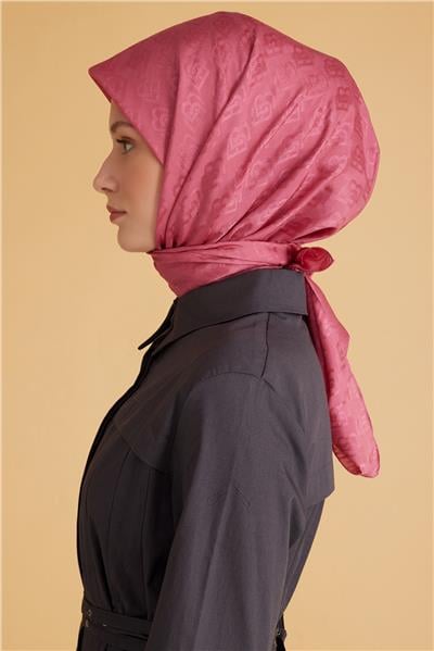 BELLİ LOGO DESEN MONOGRAM PEMBE EŞARP 1