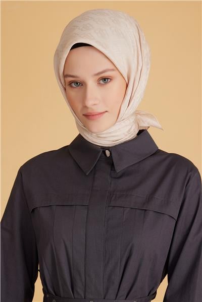 BELLİ LOGO DESEN MONOGRAM KREM EŞARP 1