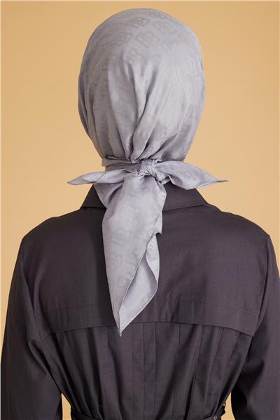 BELLİ LOGO DESEN MONOGRAM GRİ EŞARP 1