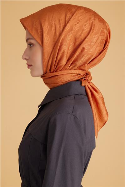 BELLİ LOGO DESEN MONOGRAM TURUNCU EŞARP 1