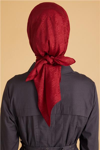 BELLİ LOGO DESEN MONOGRAM BORDO EŞARP 1