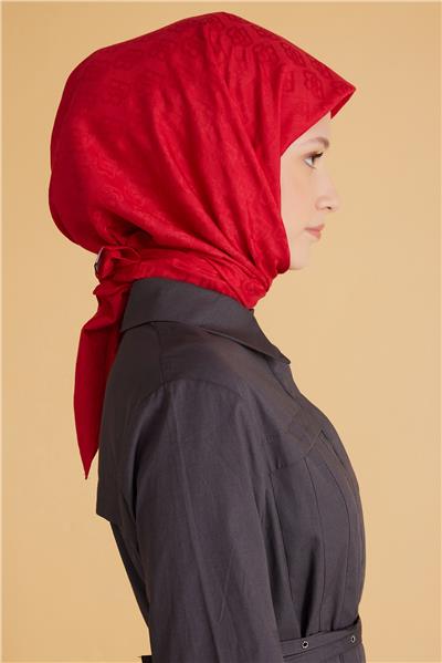 BELLİ LOGO DESEN MONOGRAM KIRMIZI EŞARP 1