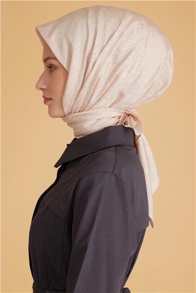 BELLİ LOGO DESEN MONOGRAM KREM EŞARP 1