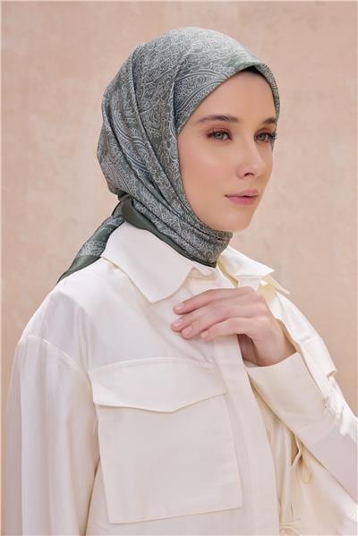 Belli Fresh Etnik Desen Haki Twist Eşarp - 25