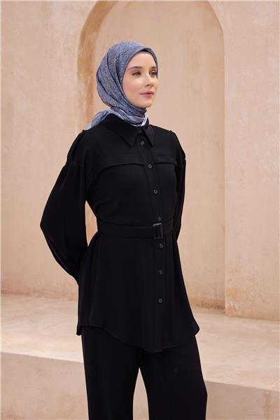 Belli Fresh Etnik Desen Gri Twist Eşarp - 07