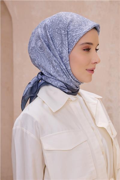 Belli Fresh Etnik Desen Gri Twist Eşarp - 08
