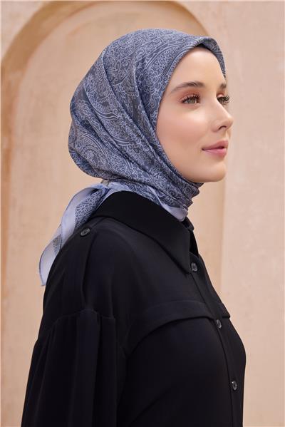 Belli Fresh Etnik Desen Gri Twist Eşarp - 07