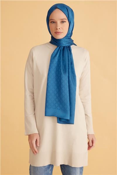 BELLİ FRESH JAKARLI SAFİR MAVİ ŞAL 3