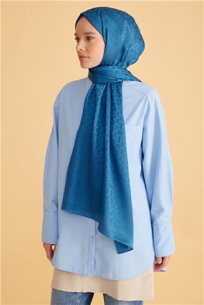 BELLİ FRESH JAKARLI SAFİR MAVİ ŞAL 2