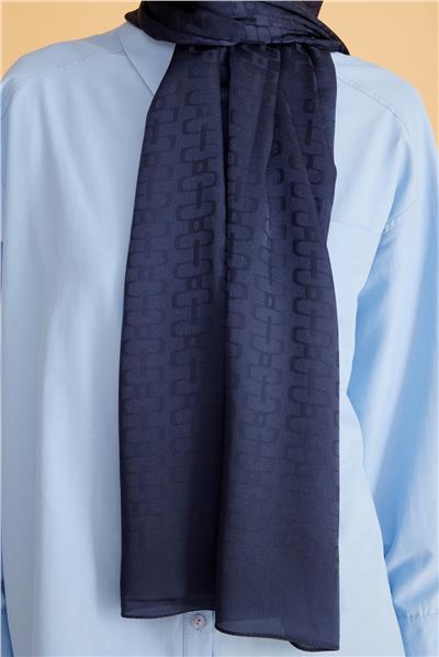 BELLİ FRESH JAKARLI LACİVERT ŞAL 2