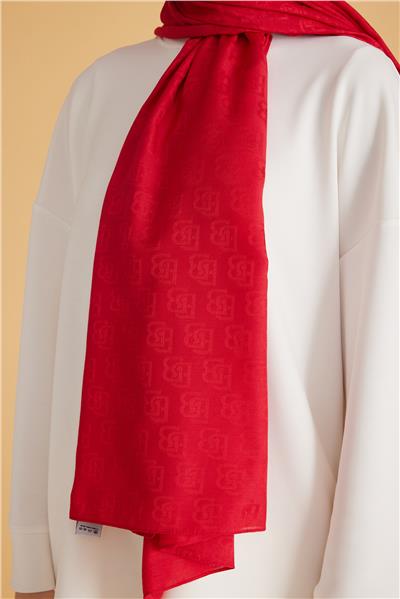 BELLİ FRESH MONOGRAM KIRMIZI ŞAL 1