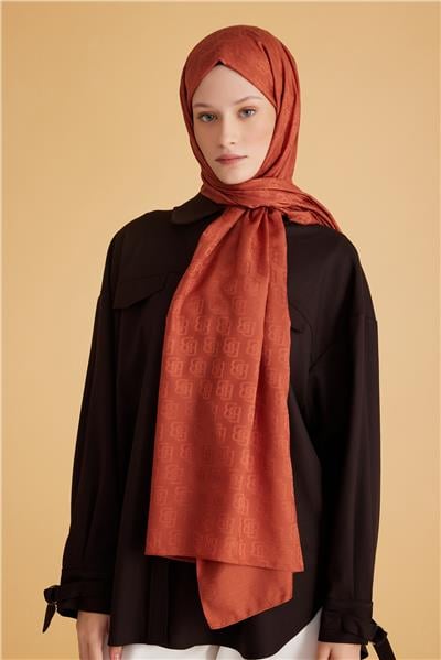 BELLİ FRESH MONOGRAM KİREMİT ŞAL 1