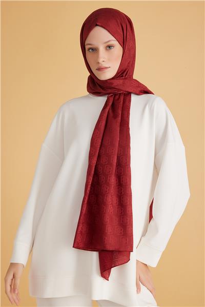 BELLİ FRESH MONOGRAM KOYU BORDO ŞAL 1