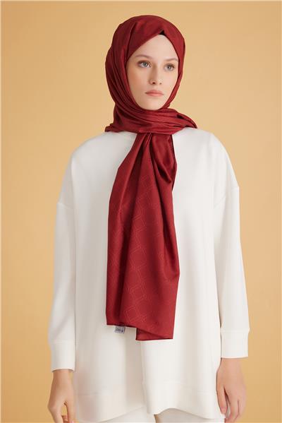 BELLİ FRESH MONOGRAM KOYU BORDO ŞAL 2
