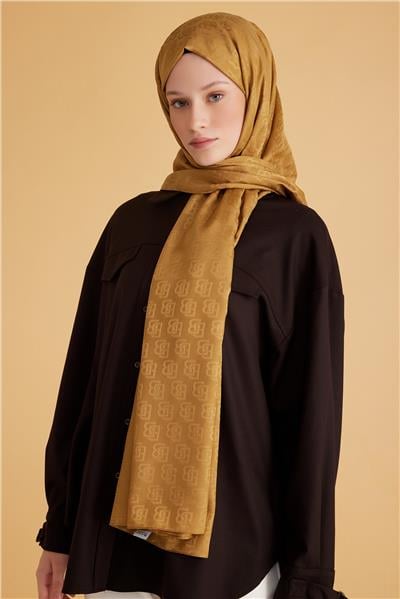 BELLİ FRESH MONOGRAM HARDAL YEŞİLİ ŞAL 1