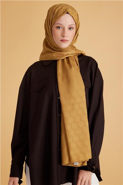 BELLİ FRESH MONOGRAM HARDAL YEŞİLİ ŞAL 1