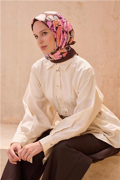 BELLİ ÇİÇEK DESEN İPEK EŞARP 4114D (SURA)