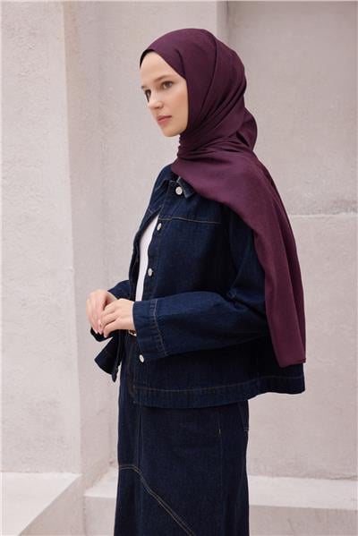 Belli Fresh Zincir Halka Desen Mürdüm Nayora Şal 1 - 31