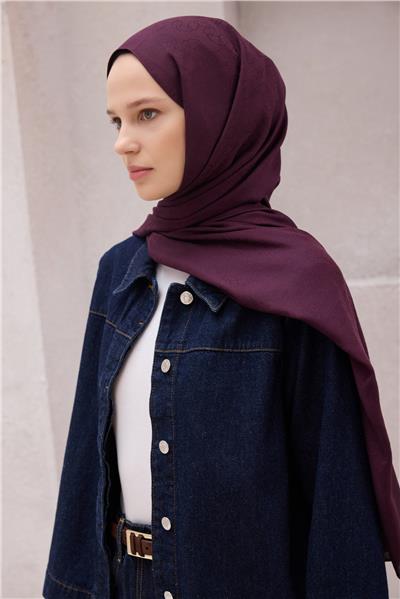 Belli Fresh Zincir Halka Desen Mürdüm Nayora Şal 1 - 31