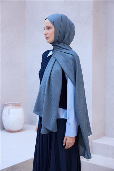 Belli Fresh Geometrik Desen Mavi Nayora Şal 3 - 27