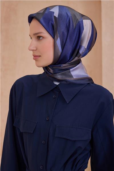 BELLİ FRESH GEOMETRİK LACİVERT KRİSTAL EŞARP 2012