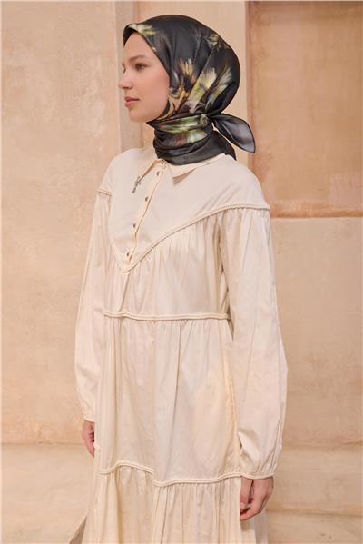 BELLİ ÇİÇEK DESEN KRİSTAL HAKİ EŞARP 2013