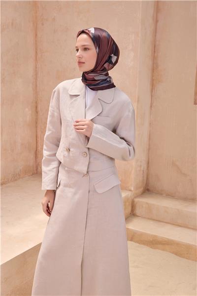 BELLİ FRESH GEOMETRİK KAHVERENGİ KRİSTAL EŞARP 2012