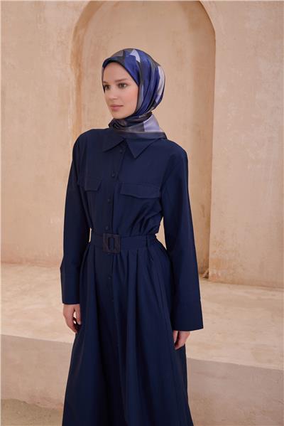 BELLİ FRESH GEOMETRİK LACİVERT KRİSTAL EŞARP 2012