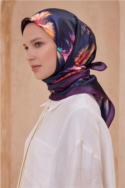 BELLİ ÇİÇEK DESEN KRİSTAL SİYAH - MOR EŞARP 2013