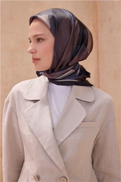 BELLİ FRESH GEOMETRİK SİYAH-GRİ KRİSTAL EŞARP 2012