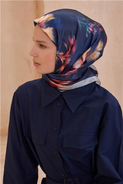 BELLİ ÇİÇEK DESEN KRİSTAL LACİVERT EŞARP 2013