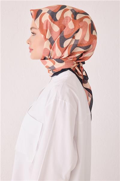 BELLİ GEOMETRİK DESEN MODAL KİREMİT EŞARP 2