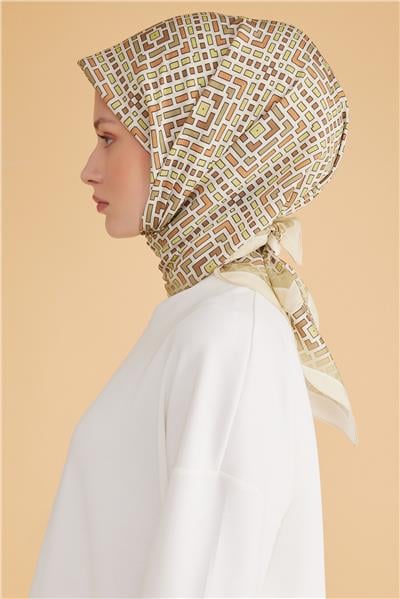 BELLİ GEOMETRİK DESEN MODAL SARI EŞARP 5