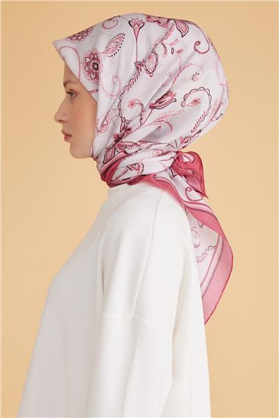 BELLİ ŞAL DESEN MODAL PEMBE EŞARP 1
