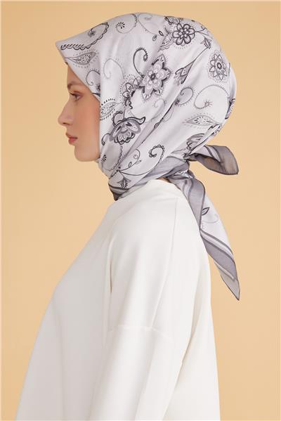BELLİ ŞAL DESEN MODAL GRİ EŞARP 1