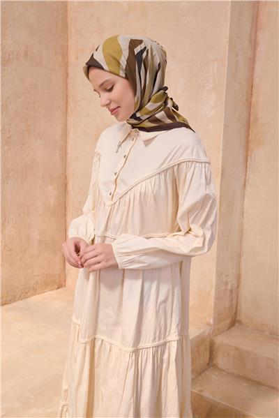 BELLİ SOYUT DESEN MODAL ZEYTİN HARDAL EŞARP 21