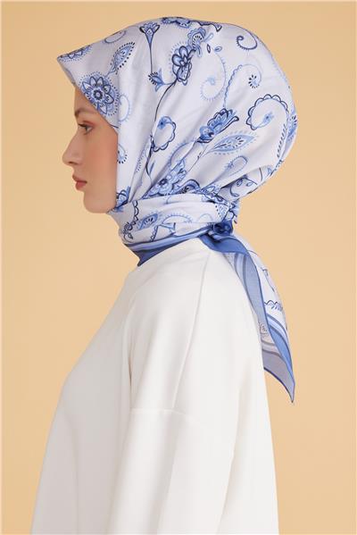 BELLİ ŞAL DESEN MODAL MAVİ EŞARP 1