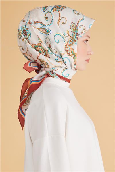 BELLİ ŞAL DESEN MODAL KİREMİT EŞARP 1