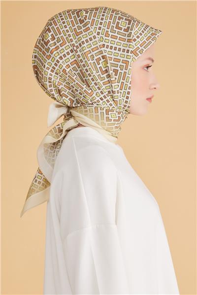 BELLİ GEOMETRİK DESEN MODAL SARI EŞARP 5