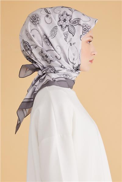 BELLİ ŞAL DESEN MODAL GRİ EŞARP 1