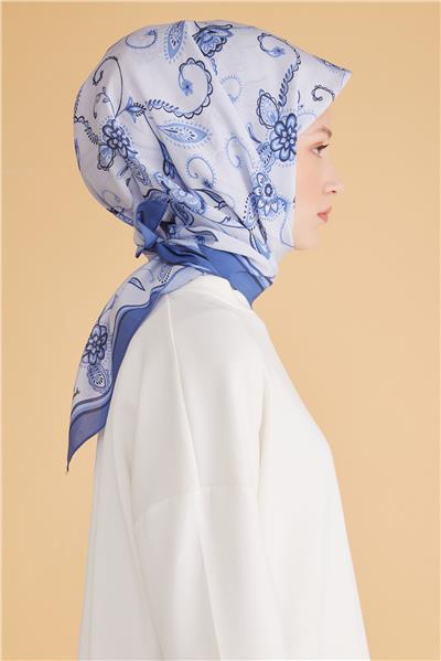 BELLİ ŞAL DESEN MODAL MAVİ EŞARP 1