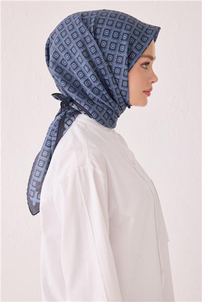 BELLİ GEOMETRİK DESEN MODAL LACİVERT EŞARP 7