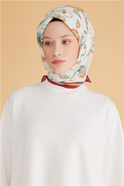 BELLİ ŞAL DESEN MODAL KİREMİT EŞARP 1