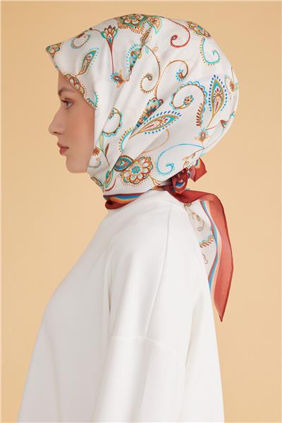 BELLİ ŞAL DESEN MODAL KİREMİT EŞARP 1