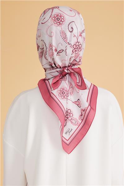 BELLİ ŞAL DESEN MODAL PEMBE EŞARP 1